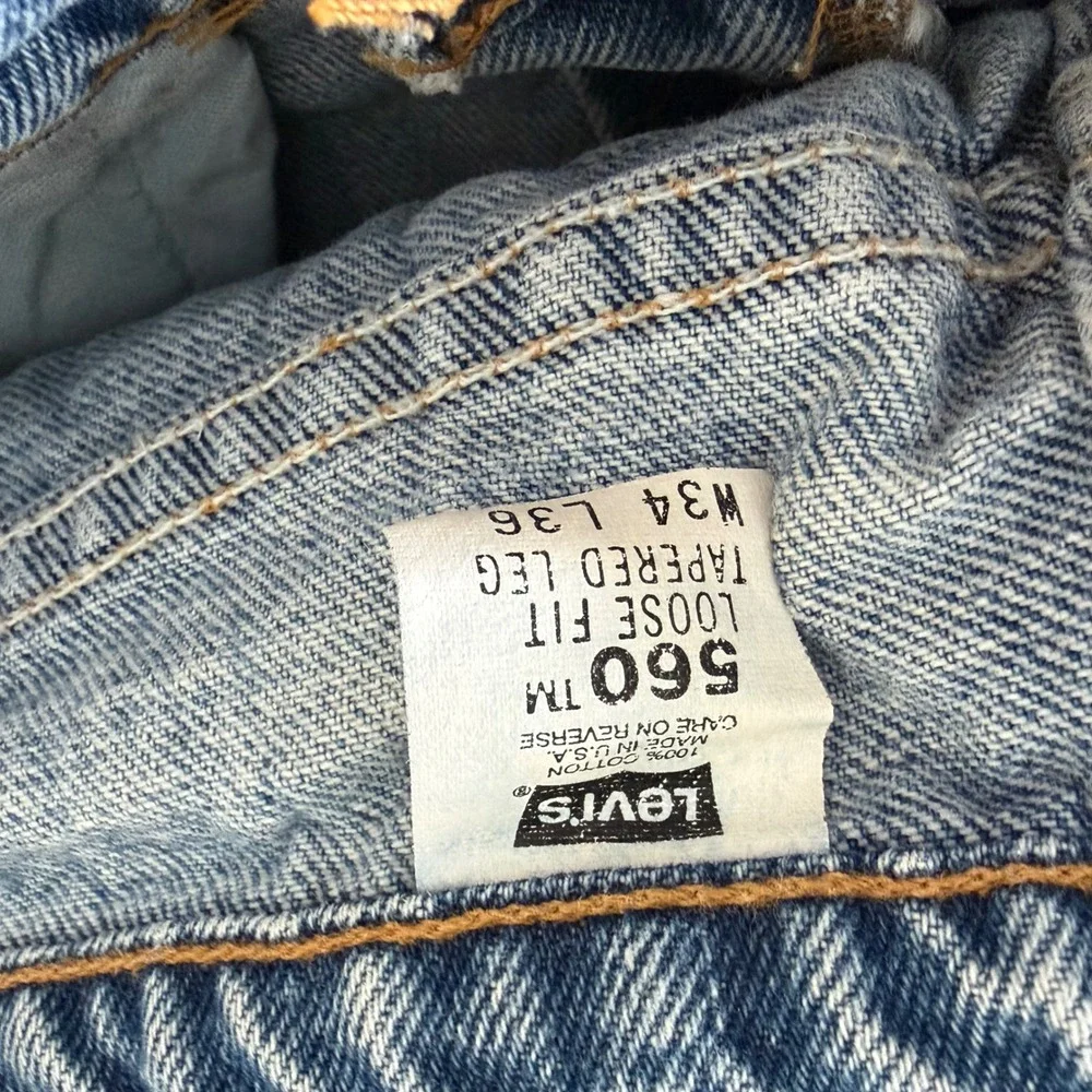 Levis 560 Loose Fit Tapered Leg Jeans Mens 34x36 Y2K Vintage 90s Made in USA